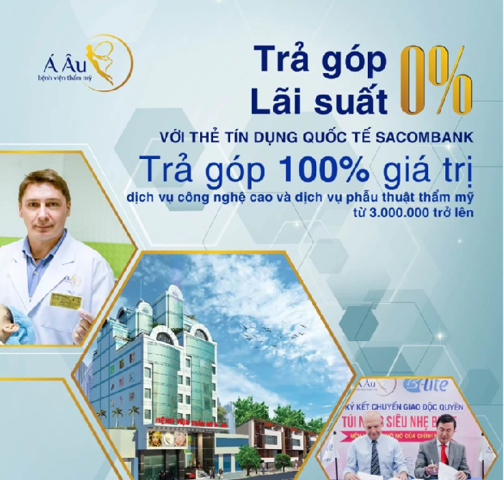 Trả góp với lãi suất 0% tại Viện thẩm mỹ Á Âu